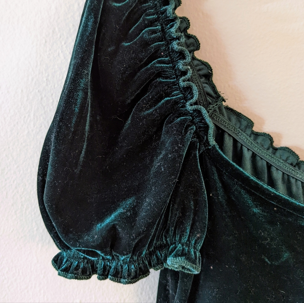 Altar'd State dark green velvet mini dress, size small - Picture 3 of 4